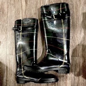 Ralph Lauren Rosalyn II Green Plaid Rubber Boots